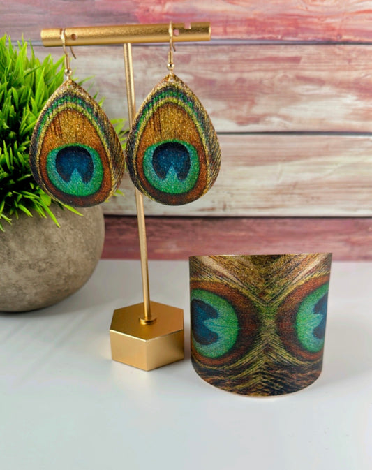 Pretty in Peacock(2 piece earring/bracelet set) - Myparadisejewelsboutique