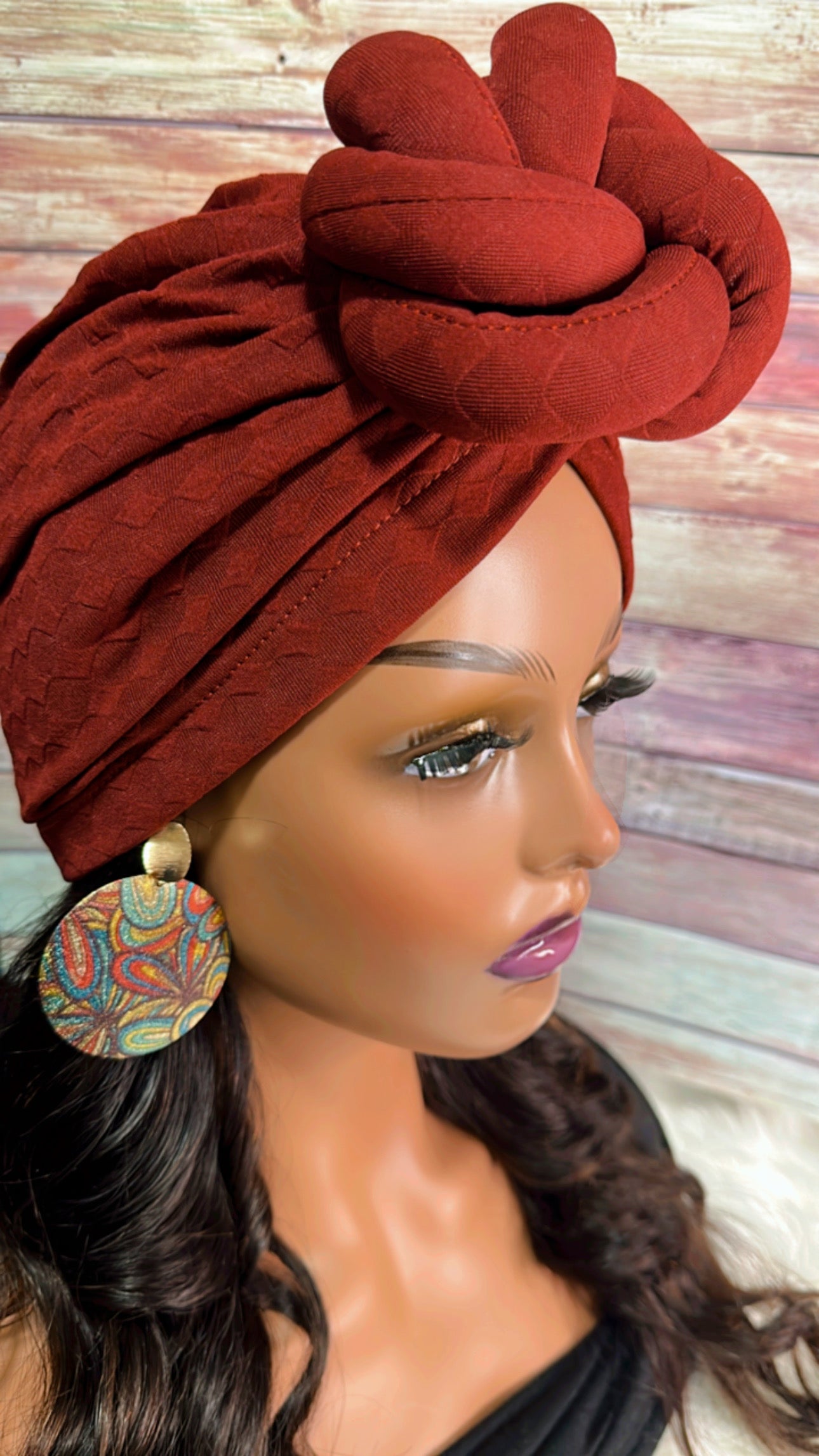 Prewrapped Turban Burgundy - Myparadisejewelsboutique