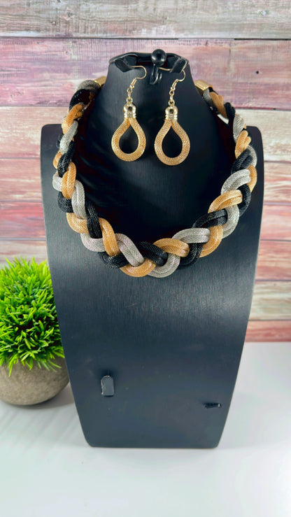 Braided Perfection(necklace and earrings) - Myparadisejewelsboutique