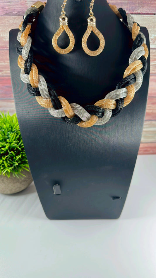 Braided Perfection(necklace and earrings) - Myparadisejewelsboutique